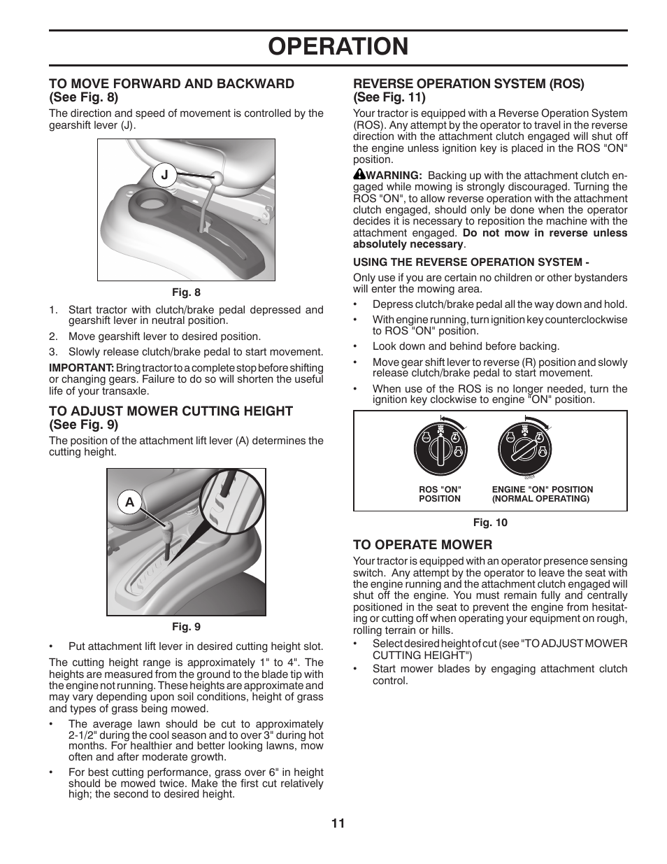 Operation | Poulan XT 96046001400 User Manual | Page 11 / 28