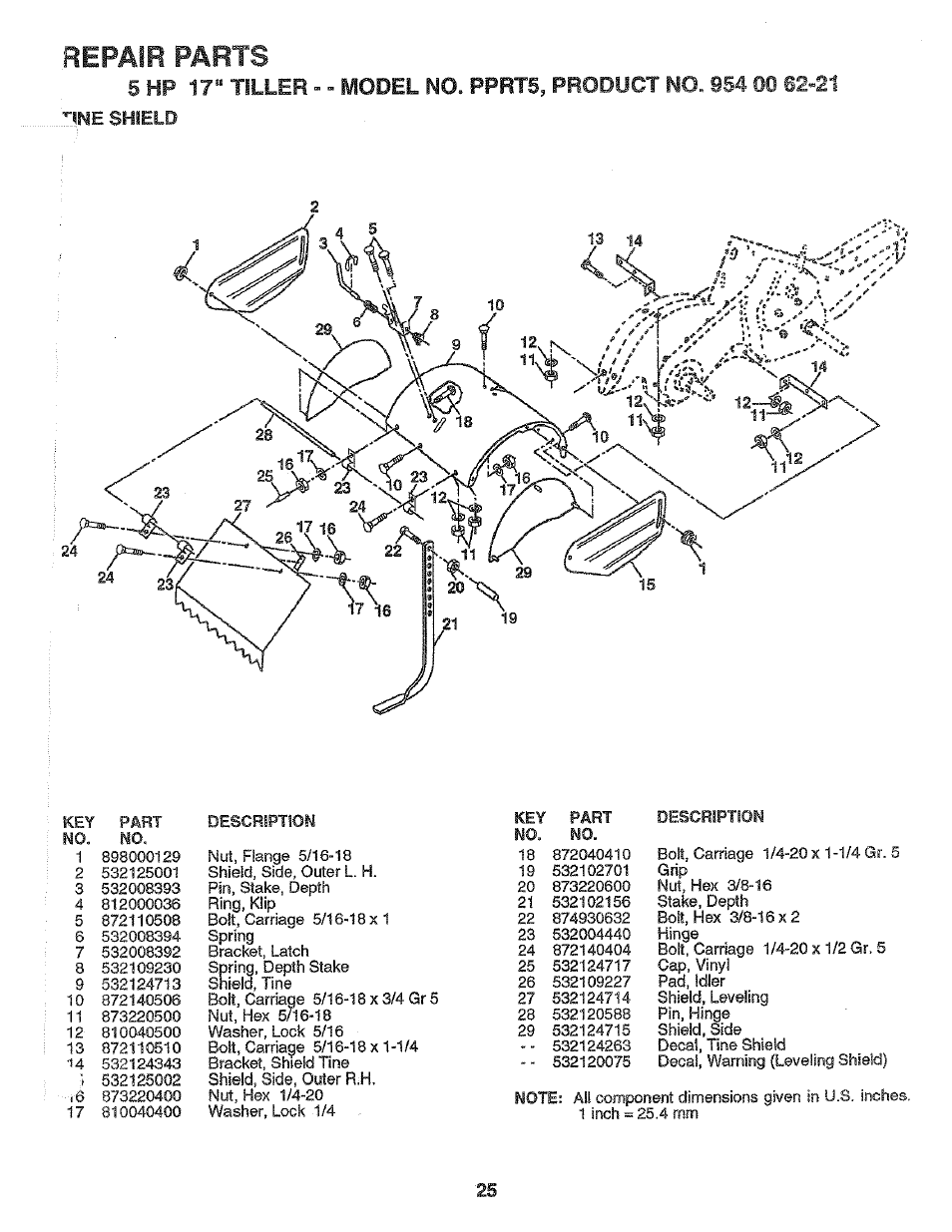 Jne shield, Parts, Repair | Poulan PPRT5C User Manual | Page 25 / 28