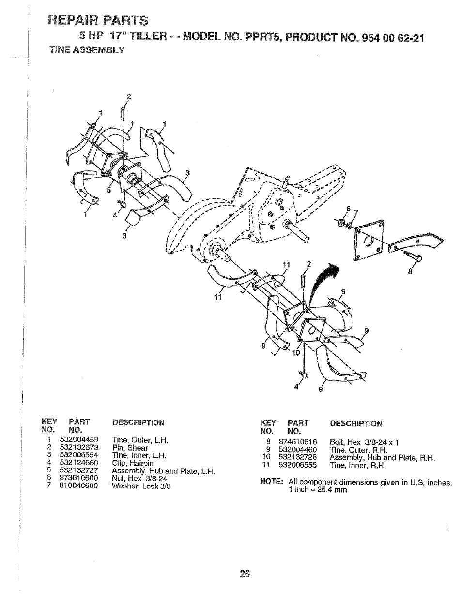 Repair parts, X/^" ii : ..y | Poulan PPRT5C User Manual | Page 26 / 28