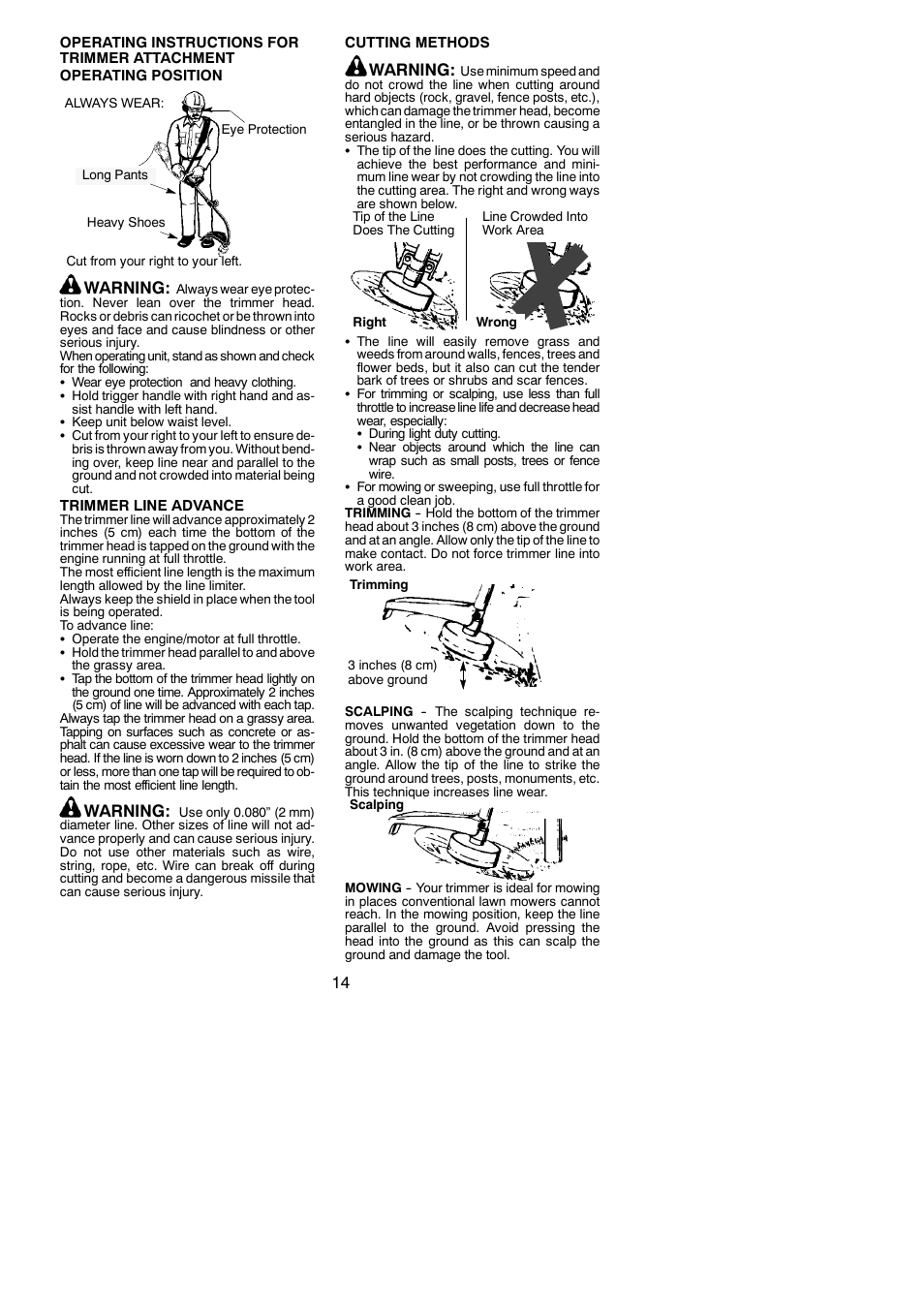 Warning | Poulan 545117551 User Manual | Page 14 / 19