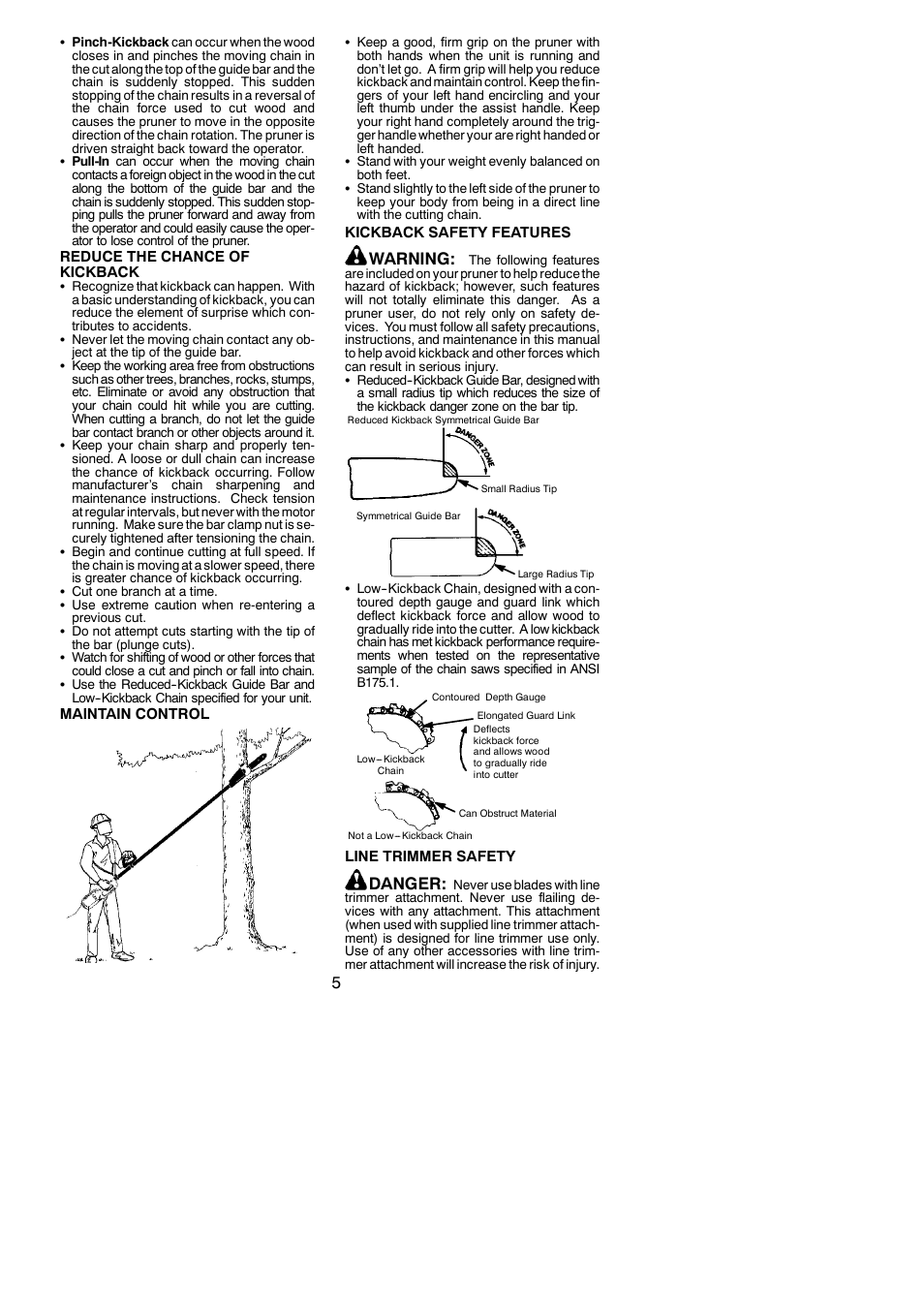 Warning, Danger | Poulan 545117551 User Manual | Page 5 / 19