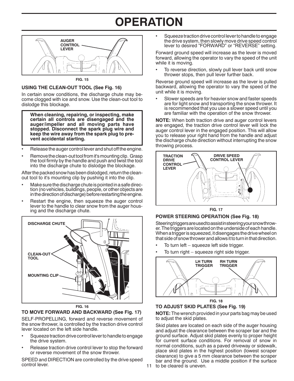 Operation | Poulan Pro PP13TEPH30 SNOW THROWER User Manual | Page 11 / 32