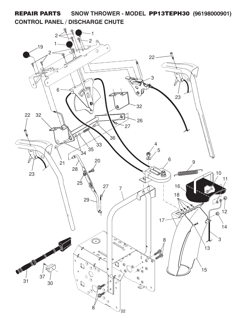 Poulan Pro PP13TEPH30 SNOW THROWER User Manual | Page 22 / 32