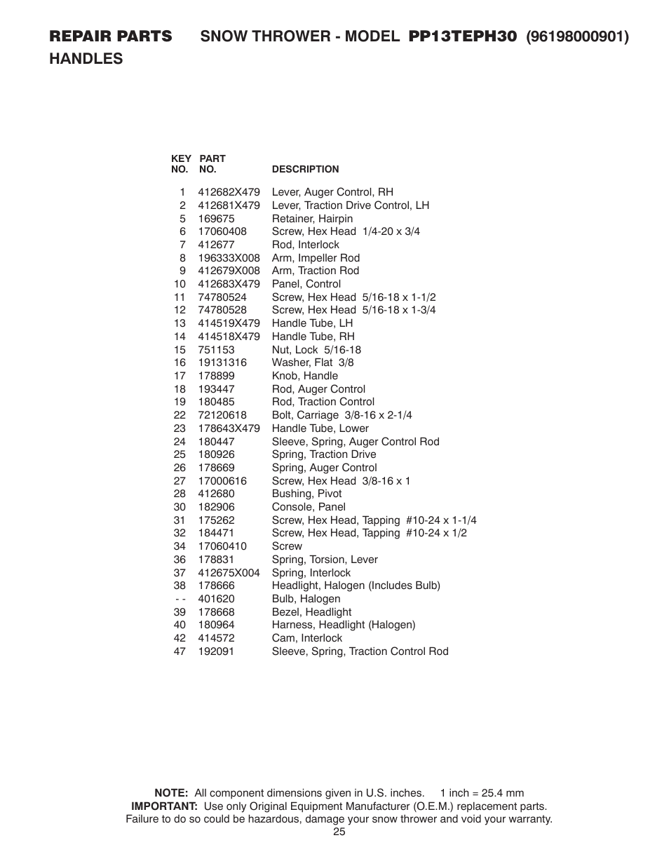 Poulan Pro PP13TEPH30 SNOW THROWER User Manual | Page 25 / 32