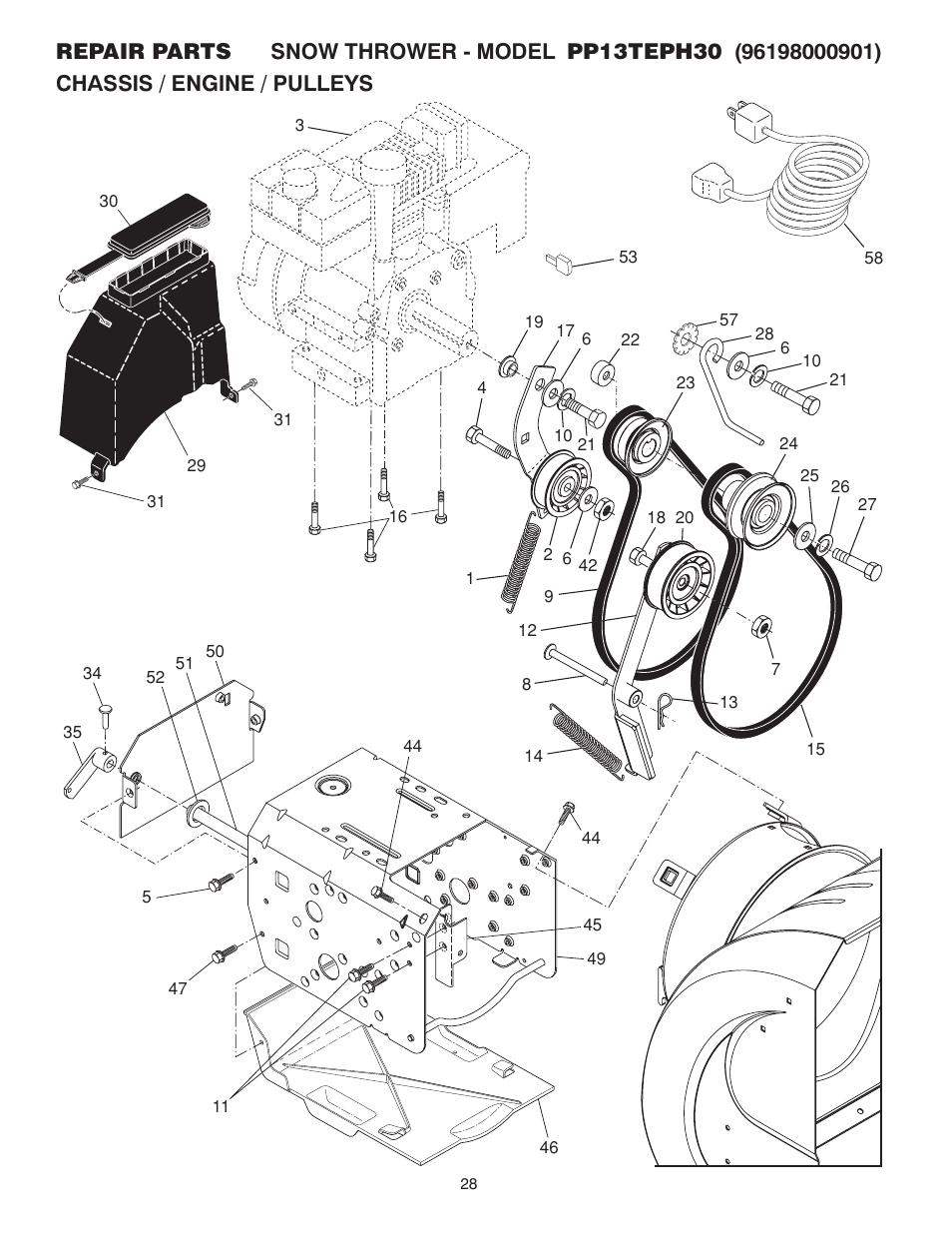 Poulan Pro PP13TEPH30 SNOW THROWER User Manual | Page 28 / 32