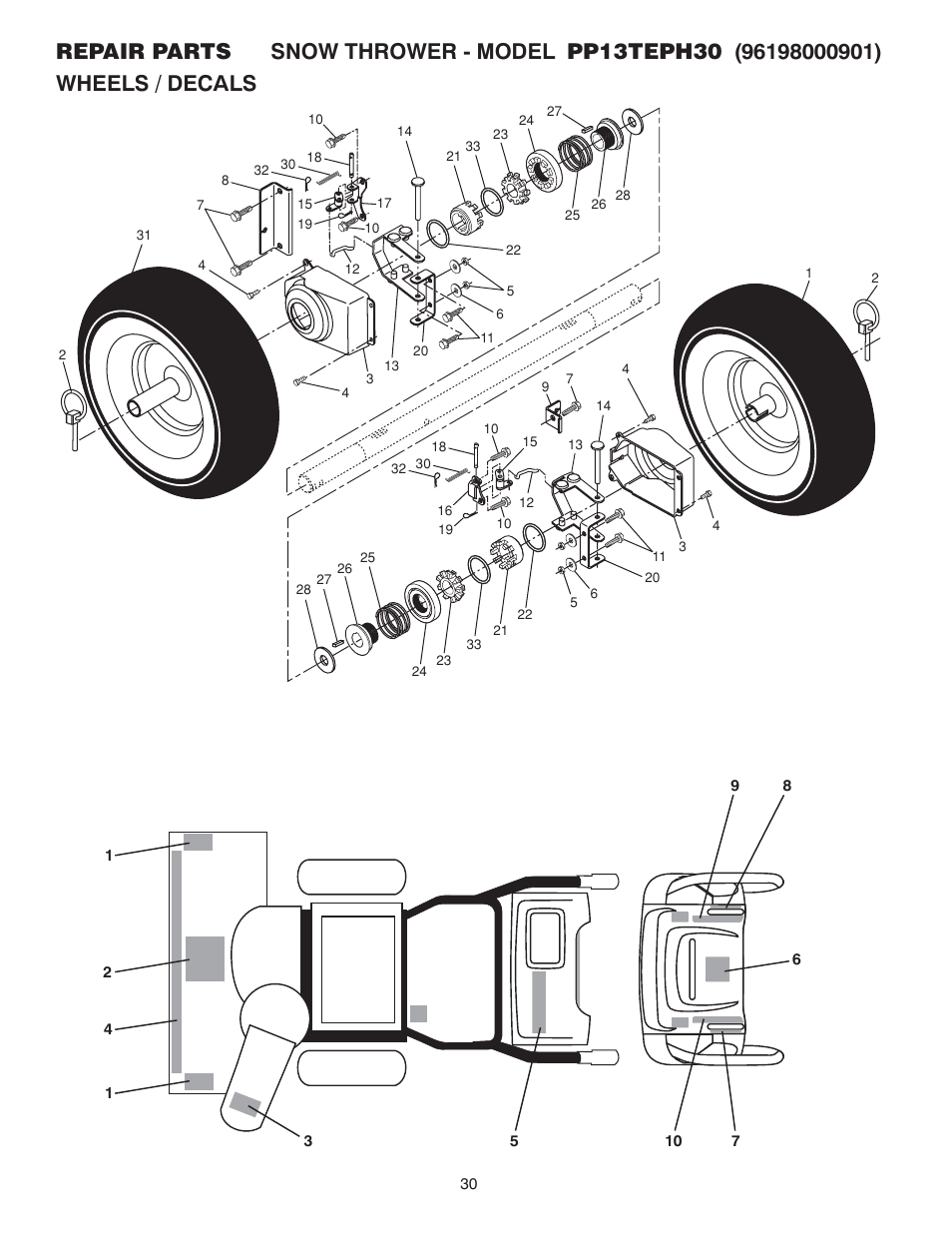 Poulan Pro PP13TEPH30 SNOW THROWER User Manual | Page 30 / 32