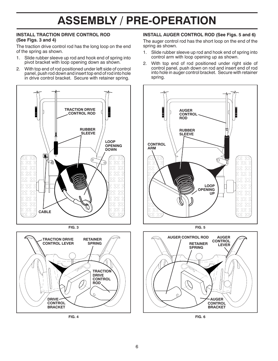 Assembly / pre-operation | Poulan Pro PP13TEPH30 SNOW THROWER User Manual | Page 6 / 32