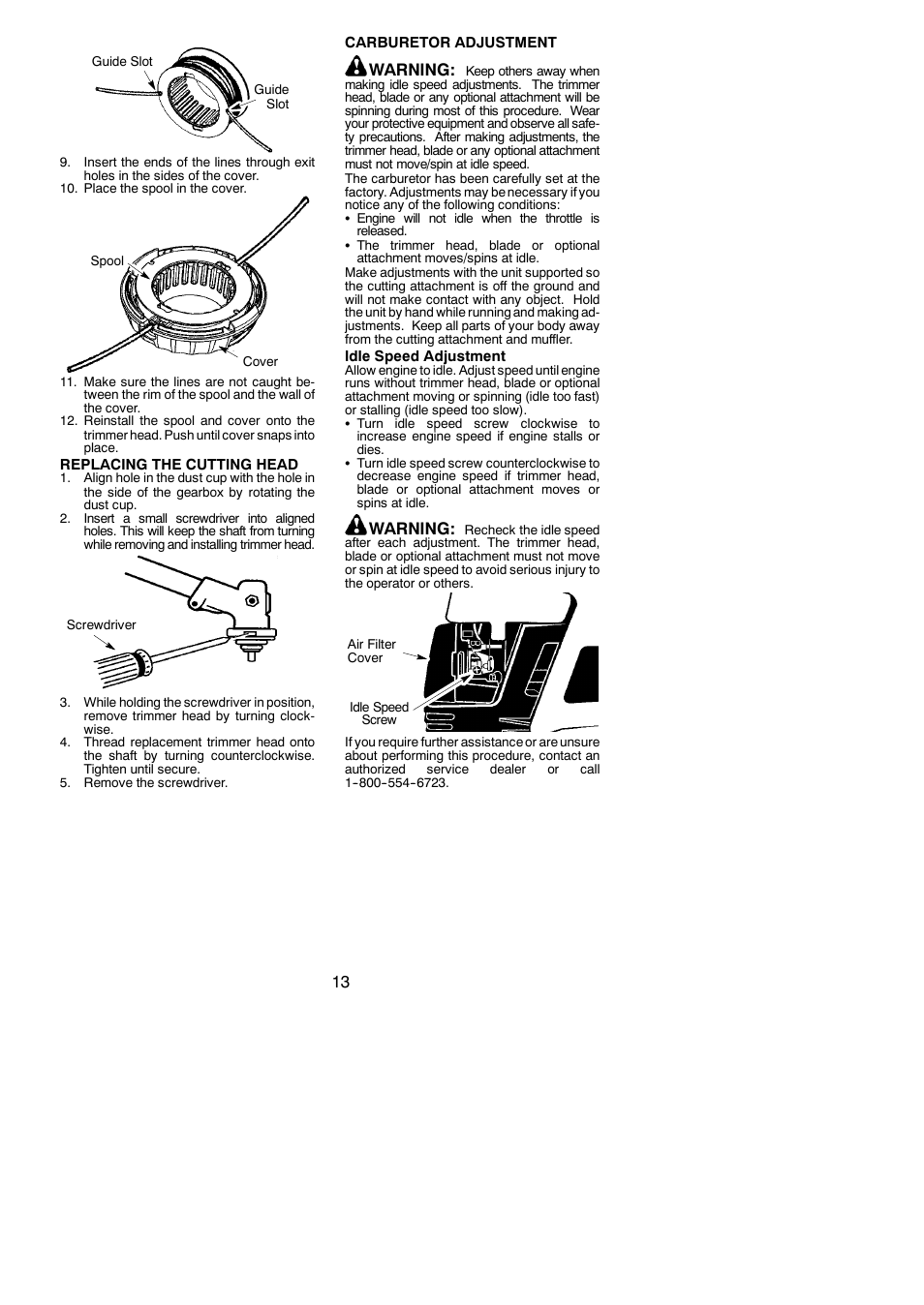 Warning | Poulan PP136E User Manual | Page 13 / 17