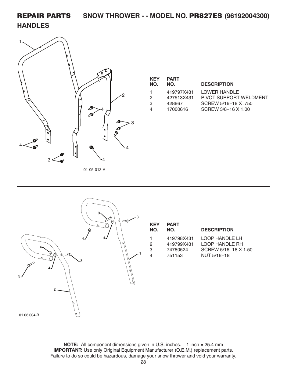 Handles | Poulan 96192004300 User Manual | Page 28 / 44