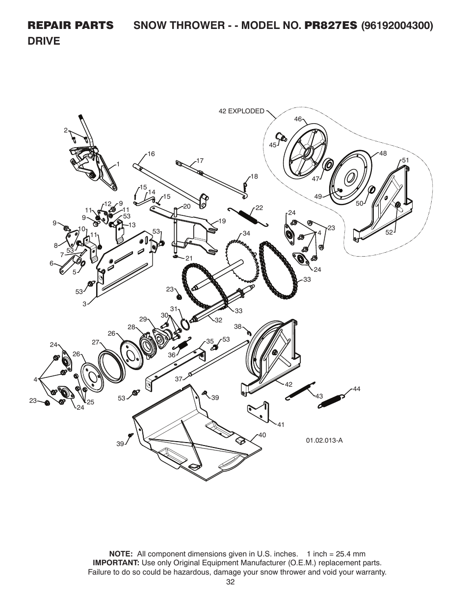 Drive | Poulan 96192004300 User Manual | Page 32 / 44