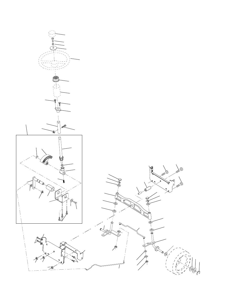 Tractor - - model number pr17h42stb, Steering assembly | Poulan 177029 User Manual | Page 34 / 48