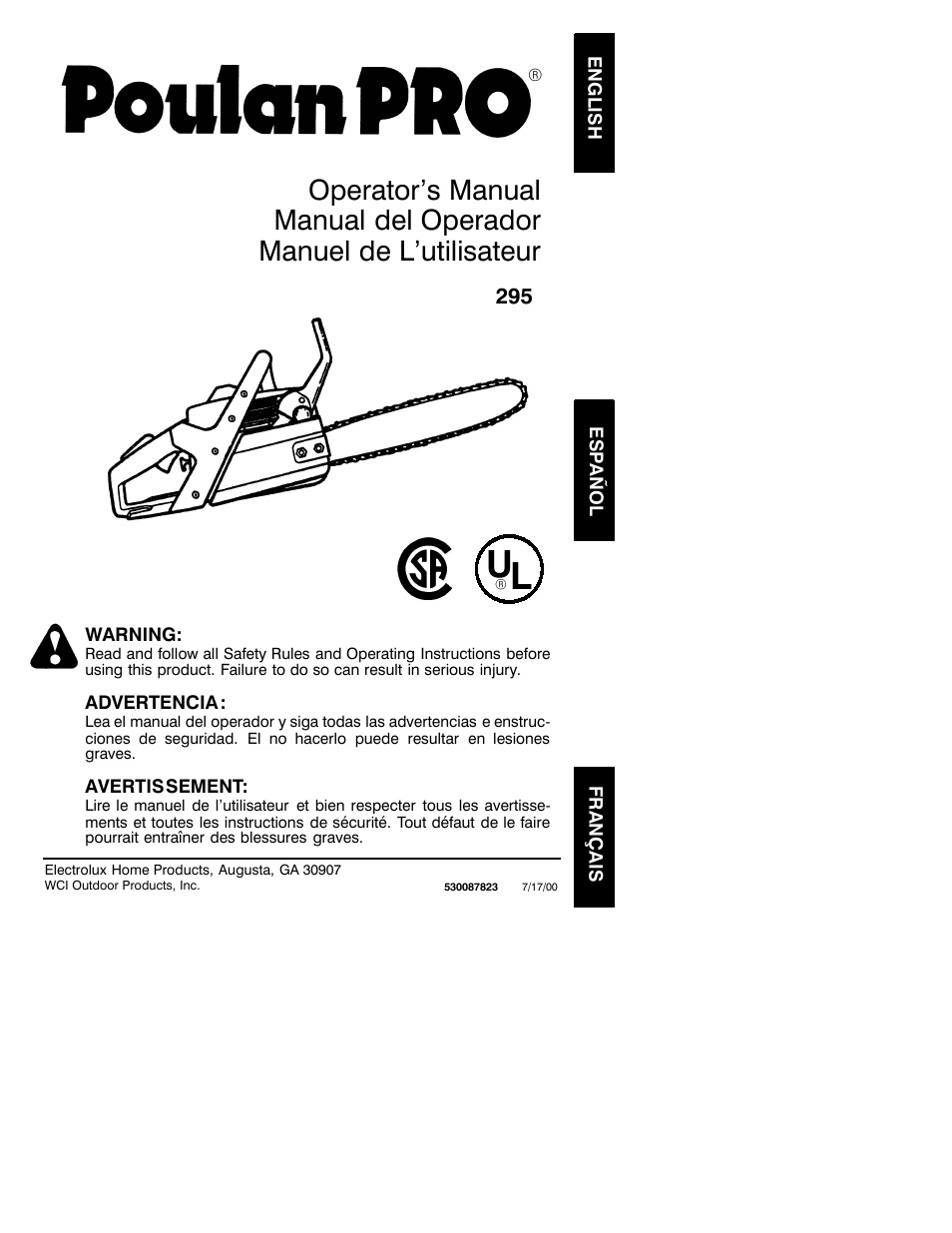 Poulan 530087823 User Manual | 15 pages