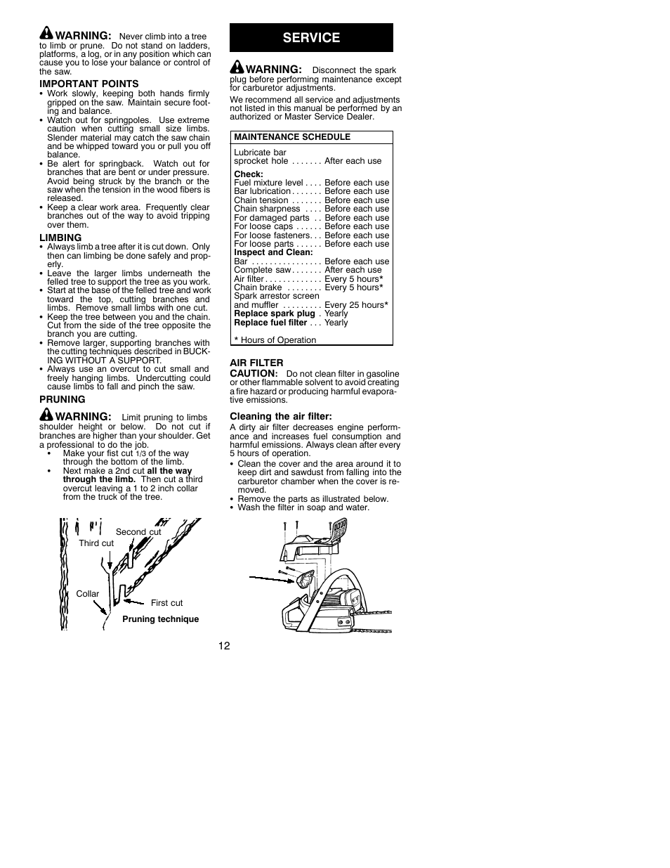 Service | Poulan 530087823 User Manual | Page 12 / 15