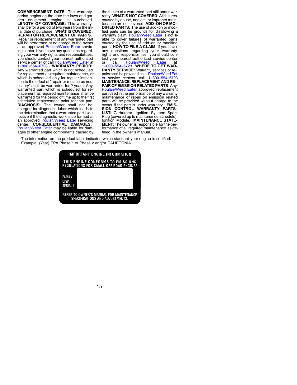 Poulan 530087823 User Manual | Page 15 / 15
