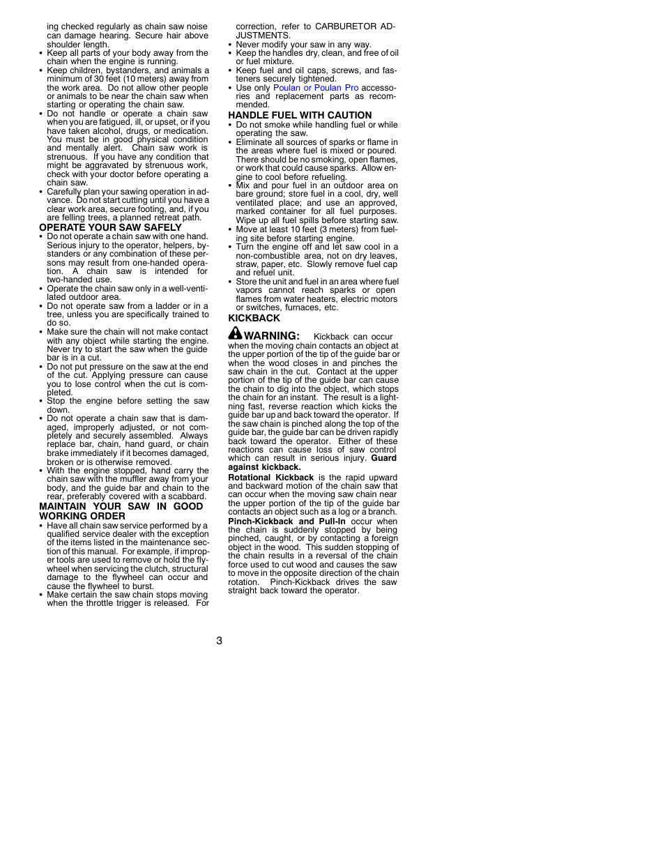 Poulan 530087823 User Manual | Page 3 / 15