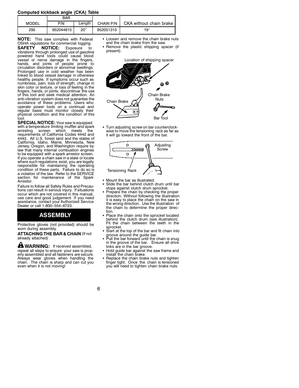 Assembly | Poulan 530087823 User Manual | Page 6 / 15