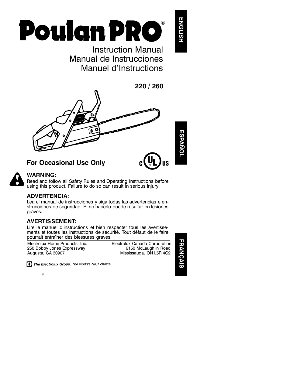 Poulan 530163652 User Manual | 18 pages