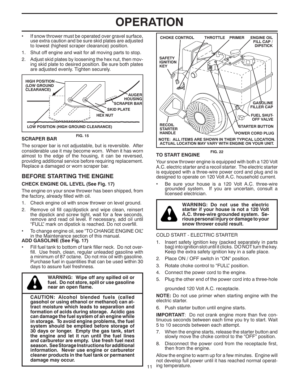 Operation, Before starting the engine | Poulan 96198001900 User Manual | Page 11 / 32