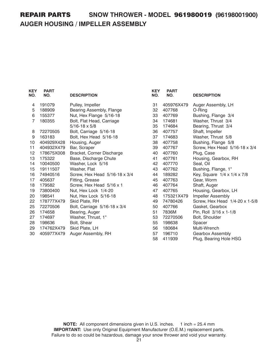 Poulan 96198001900 User Manual | Page 21 / 32