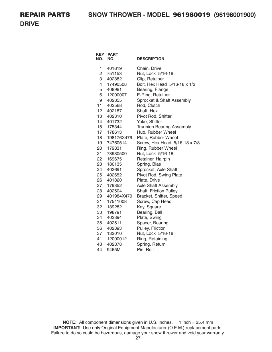 Poulan 96198001900 User Manual | Page 27 / 32