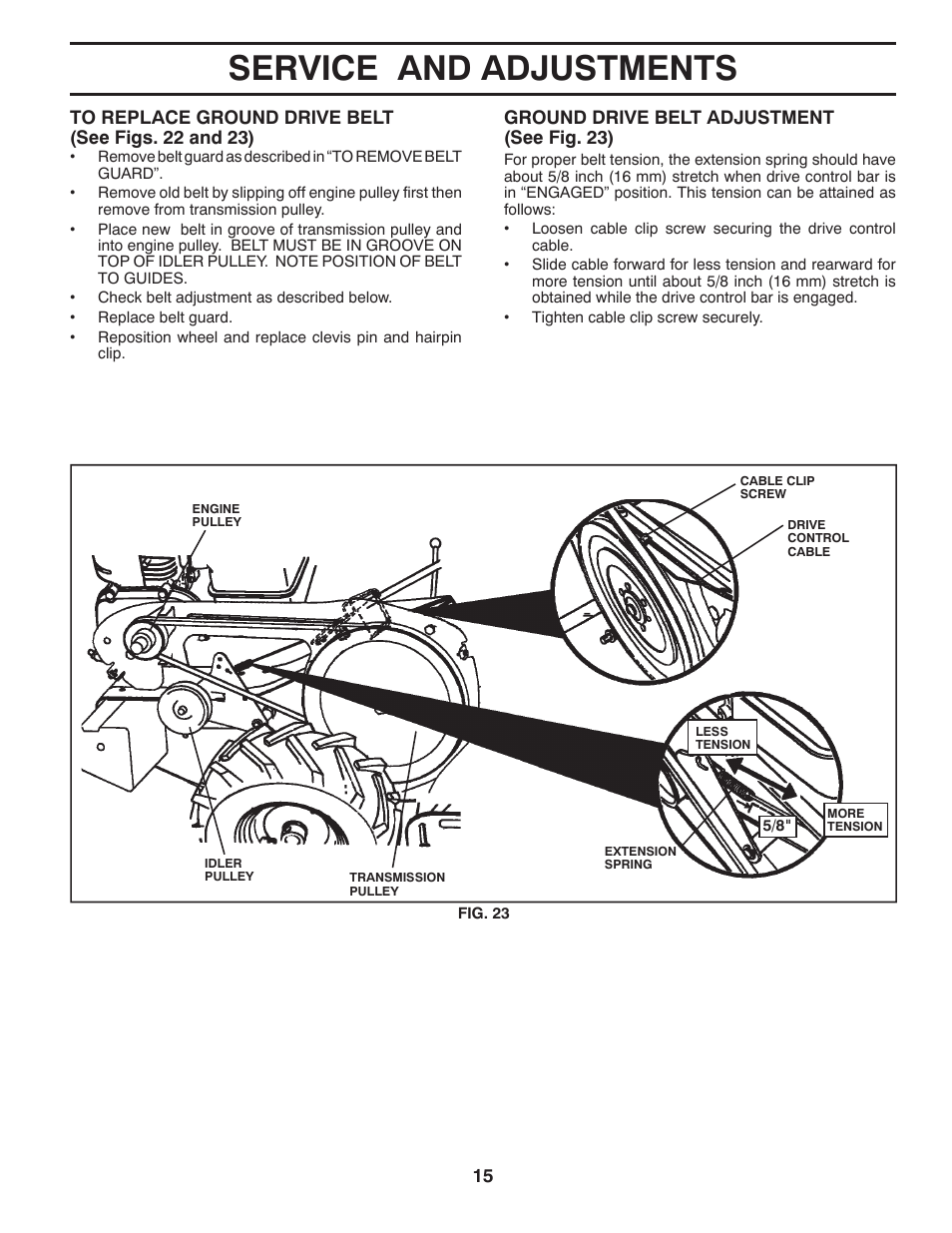 Service and adjustments | Poulan 417150 User Manual | Page 15 / 22