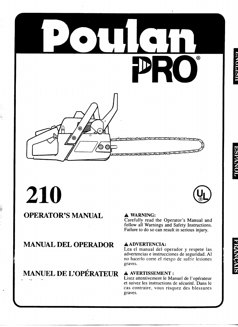 Poulan 210 User Manual | 21 pages