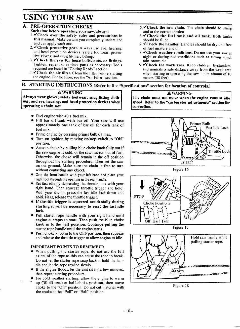 Using your saw | Poulan 210 User Manual | Page 10 / 21