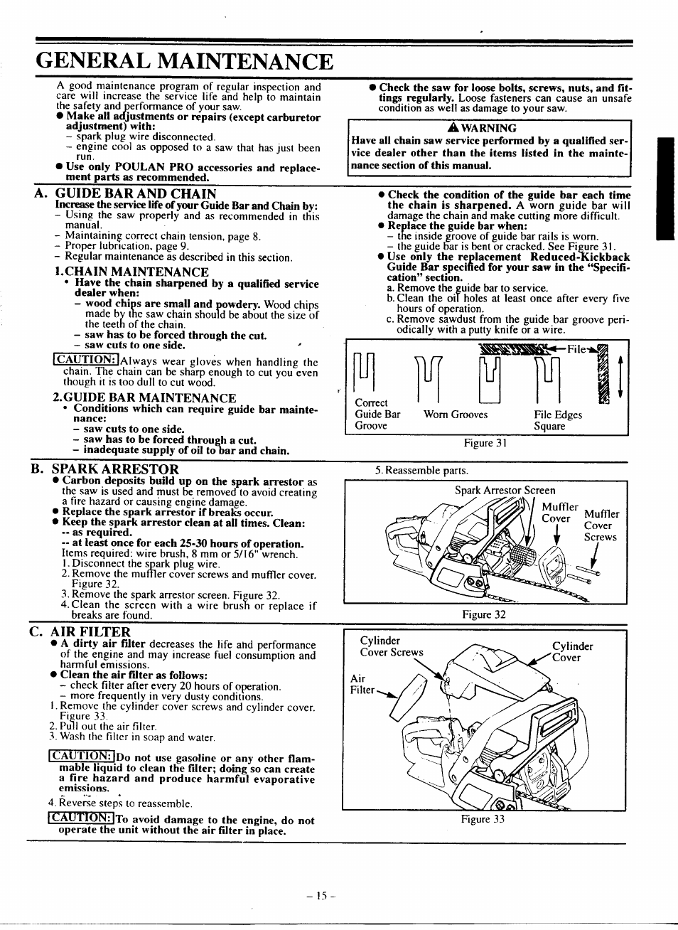 General maintenance | Poulan 210 User Manual | Page 15 / 21