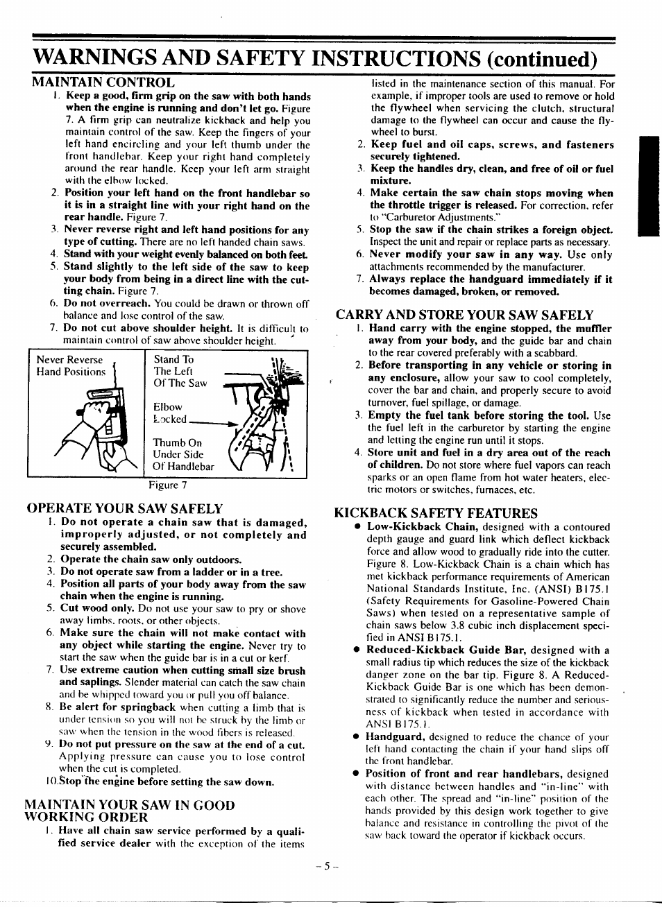 Warnings and safety instructions (continued) | Poulan 210 User Manual | Page 5 / 21