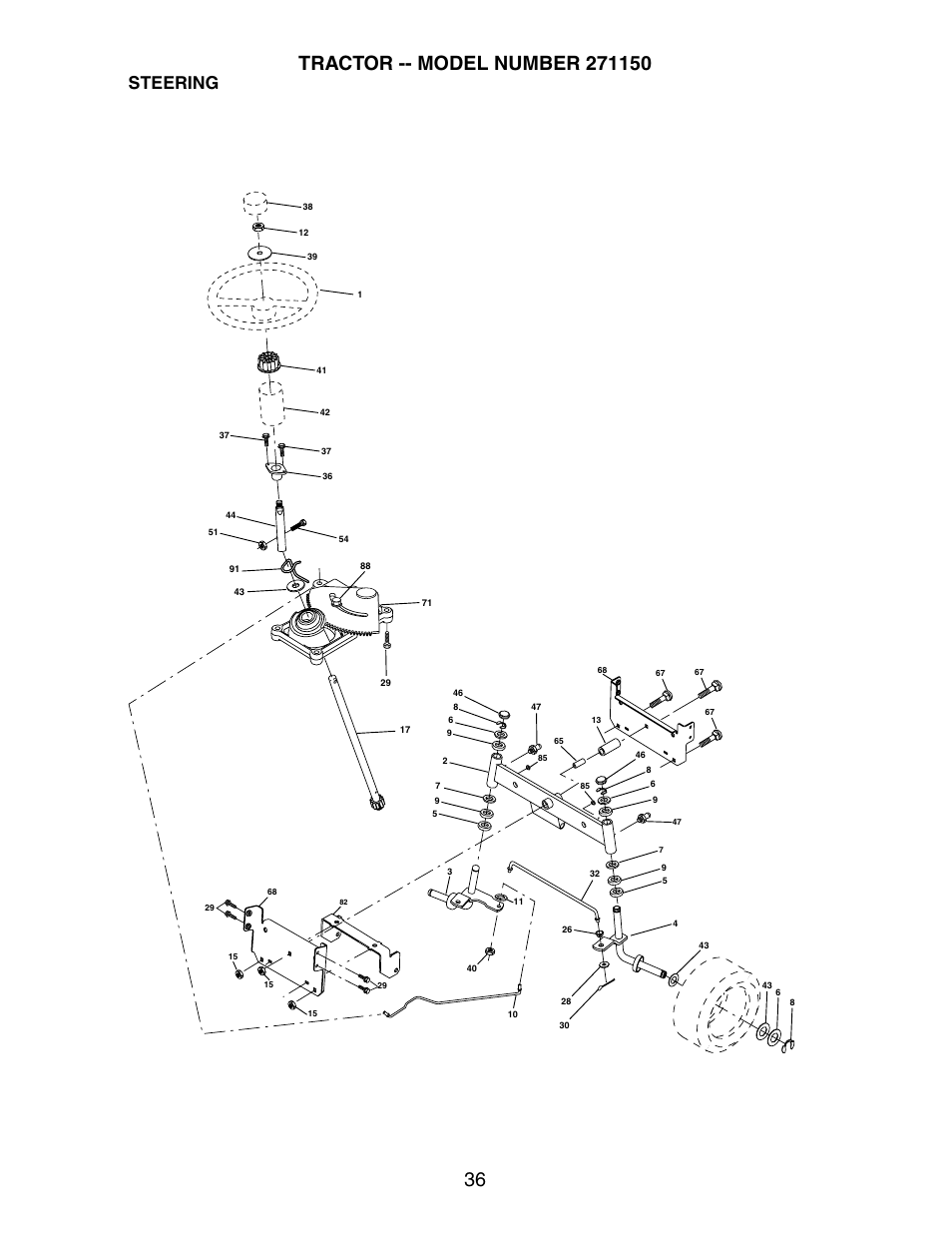 Steering | Poulan 2002-11 User Manual | Page 36 / 48