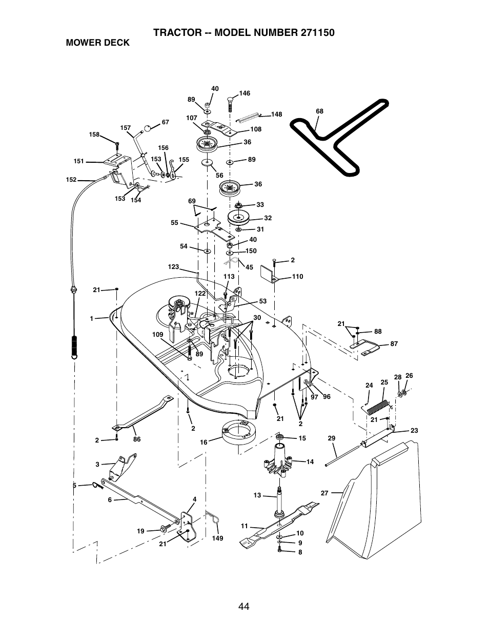 Mower deck | Poulan 2002-11 User Manual | Page 44 / 48