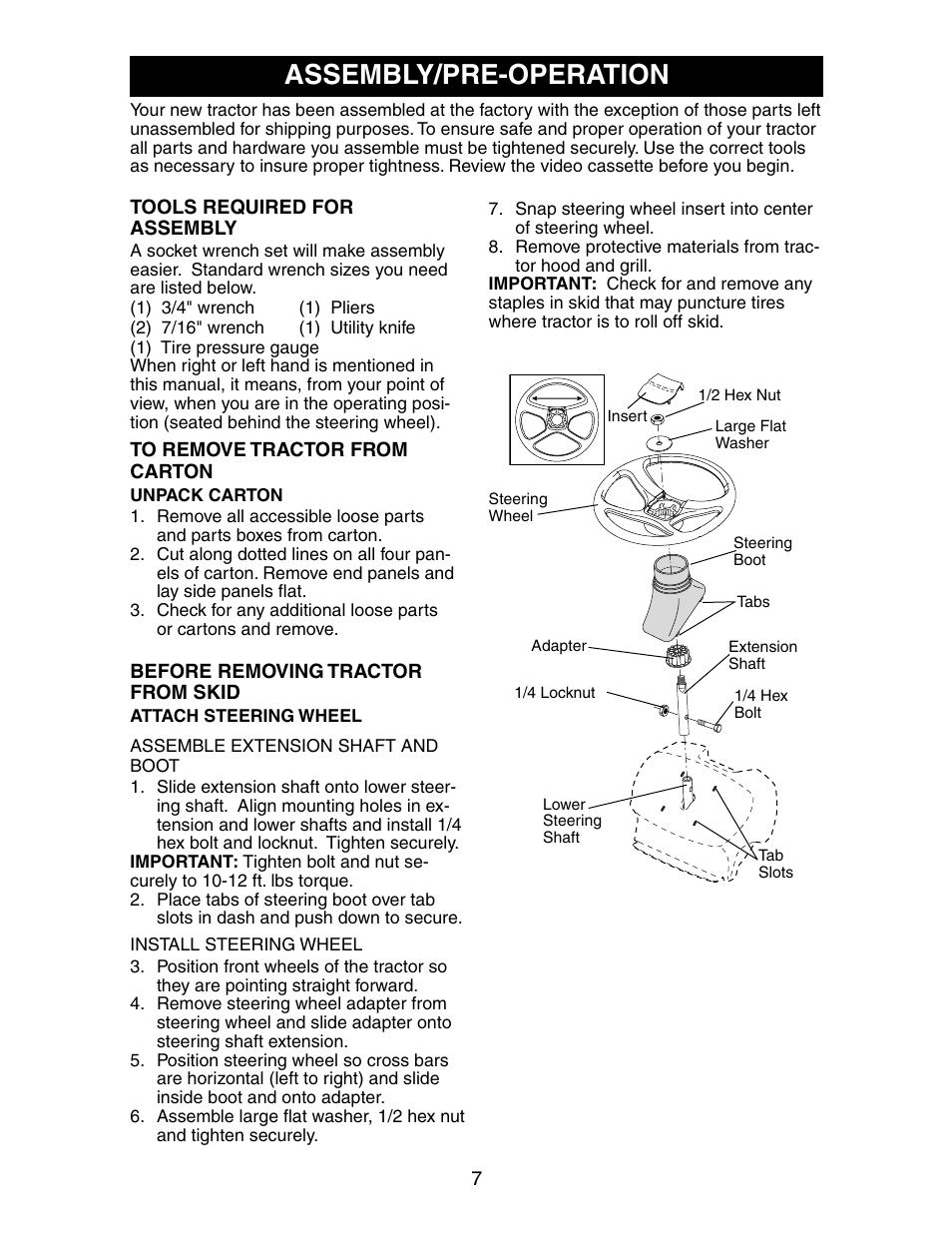 Assembly/pre-operation | Poulan 2002-11 User Manual | Page 7 / 48