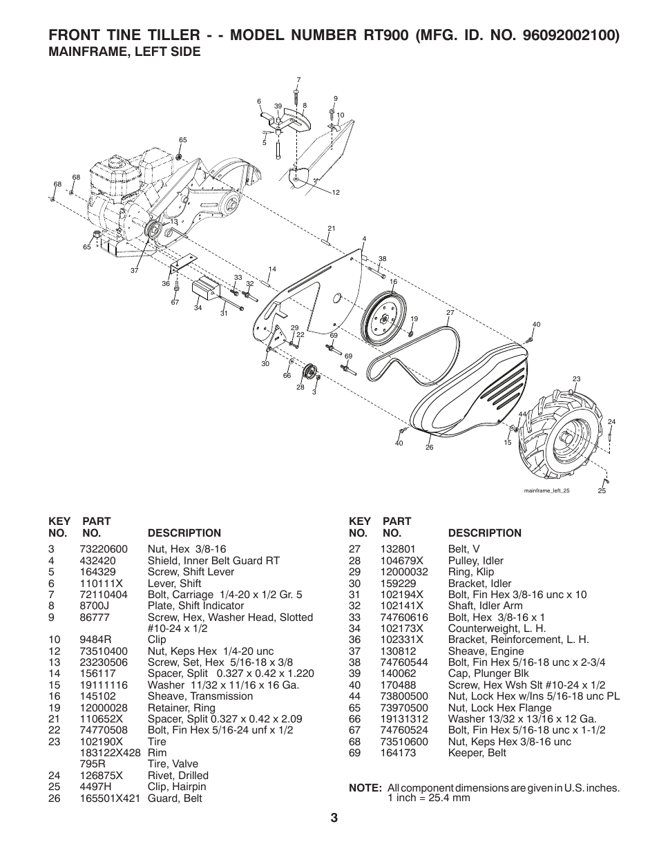 Mainframe, left side | Poulan PRO RT900 User Manual | Page 3 / 12