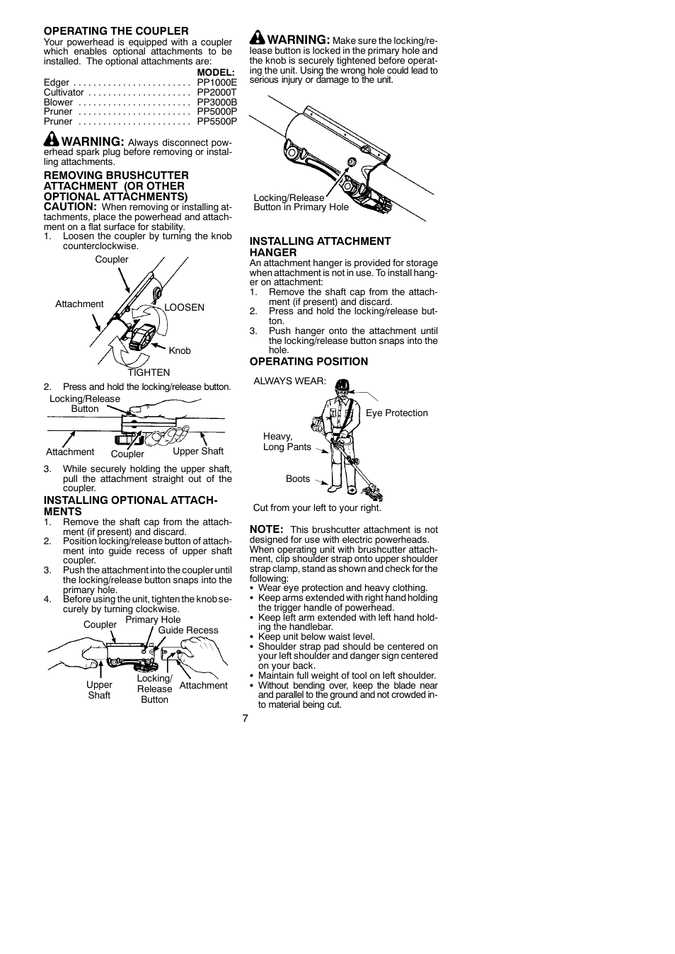 Warning | Poulan Pro PP4000C User Manual | Page 7 / 10