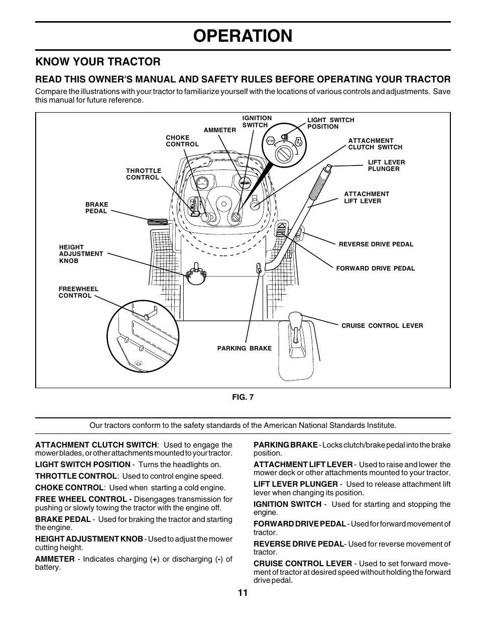 Operation, Know your tractor | Poulan 179075 User Manual | Page 11 / 48