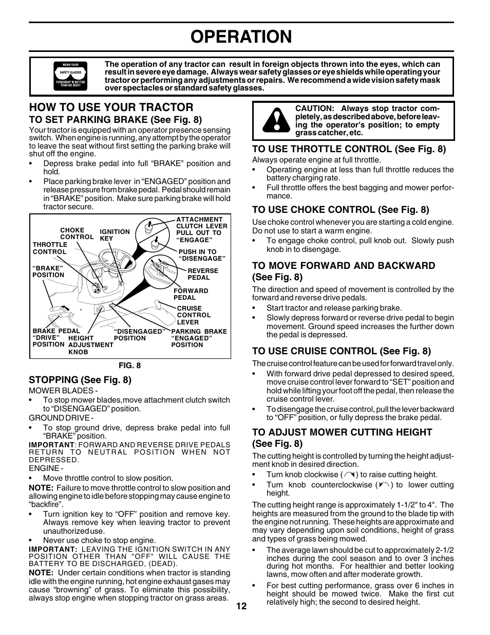 Operation, How to use your tractor | Poulan 179075 User Manual | Page 12 / 48