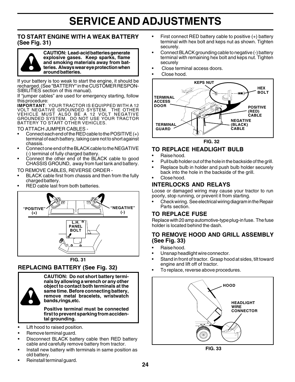 Service and adjustments | Poulan 179075 User Manual | Page 24 / 48
