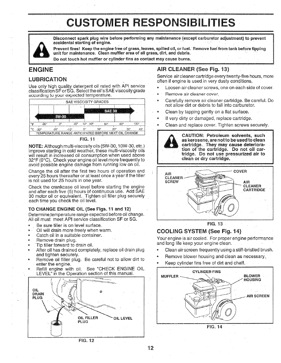 Customer responsibilities, Engine | Poulan 156332 User Manual | Page 12 / 24