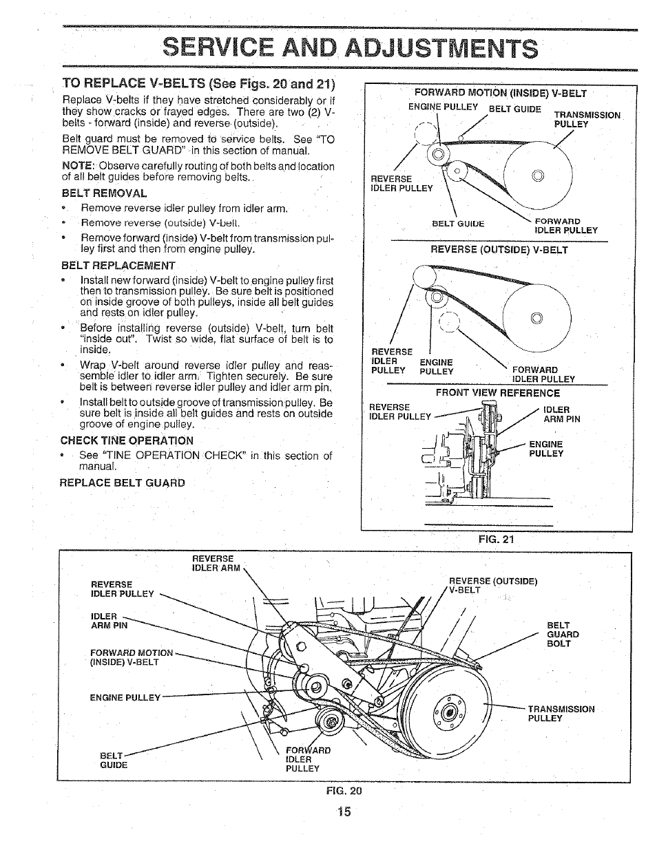 Service and adjustments | Poulan 156332 User Manual | Page 15 / 24