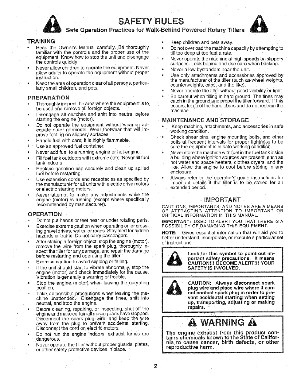 Training, Operation, A wp^\hg a | Safety rules | Poulan 156332 User Manual | Page 2 / 24