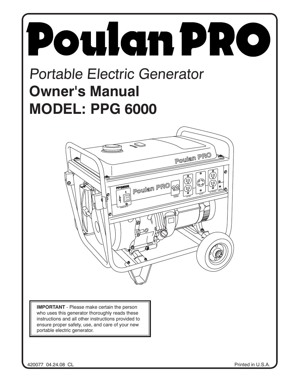 Poulan 420077 User Manual | 32 pages