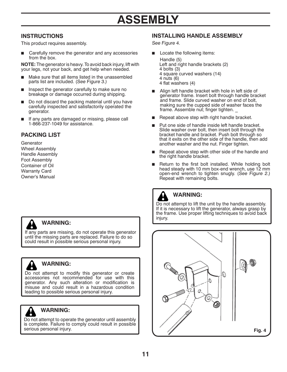 Assembly | Poulan 420077 User Manual | Page 11 / 32