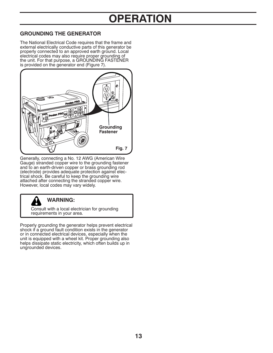 Operation | Poulan 420077 User Manual | Page 13 / 32