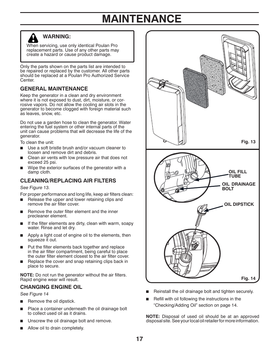 Maintenance | Poulan 420077 User Manual | Page 17 / 32