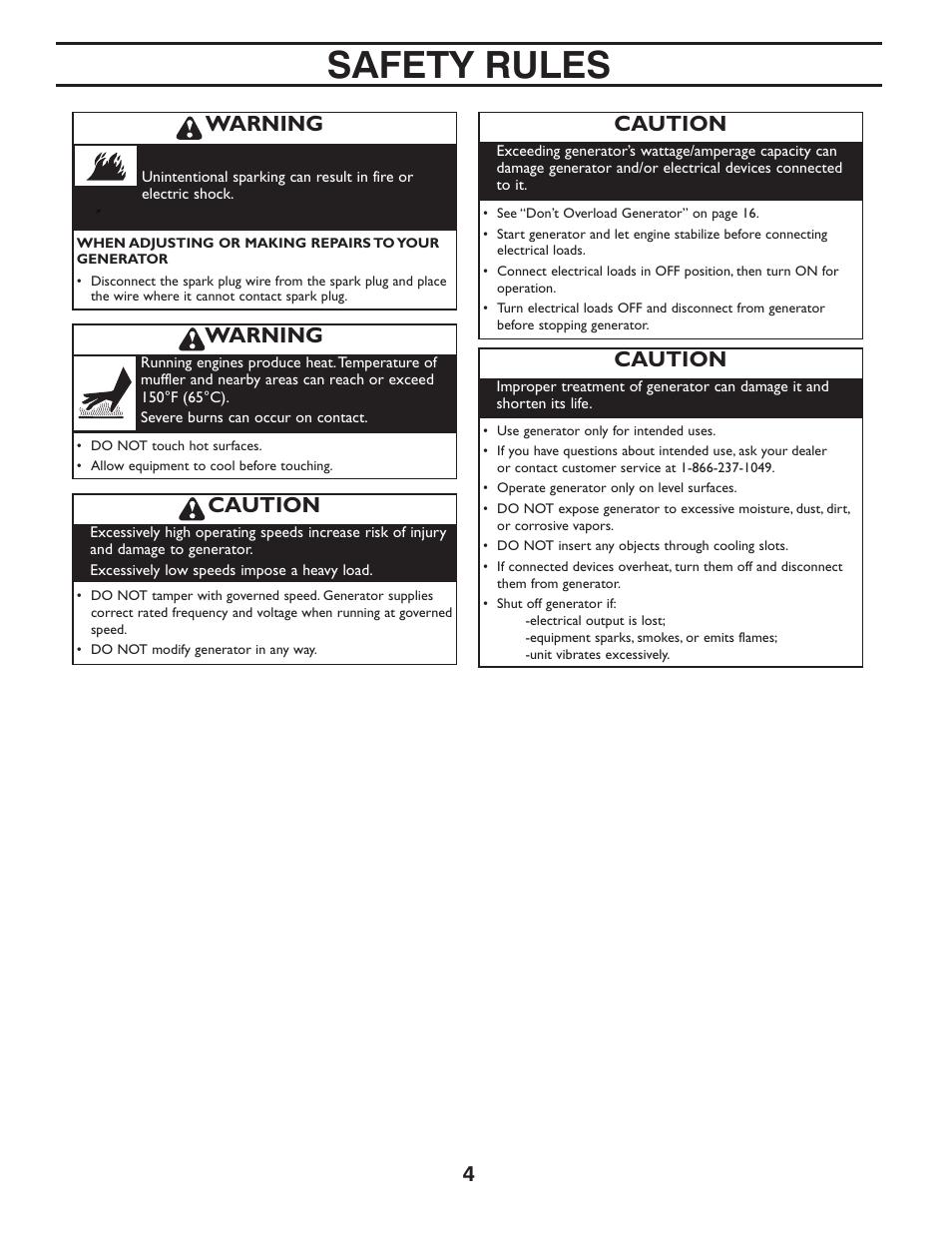 Safety rules, Warning, Caution | Poulan 420077 User Manual | Page 4 / 32