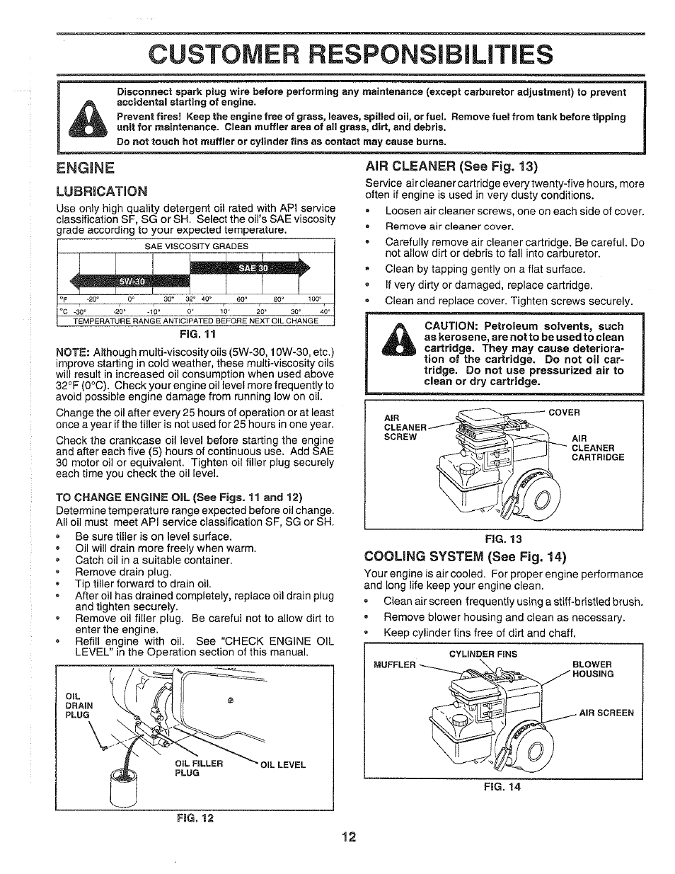 Customer responsibilities, Engine | Poulan 164778 User Manual | Page 12 / 24