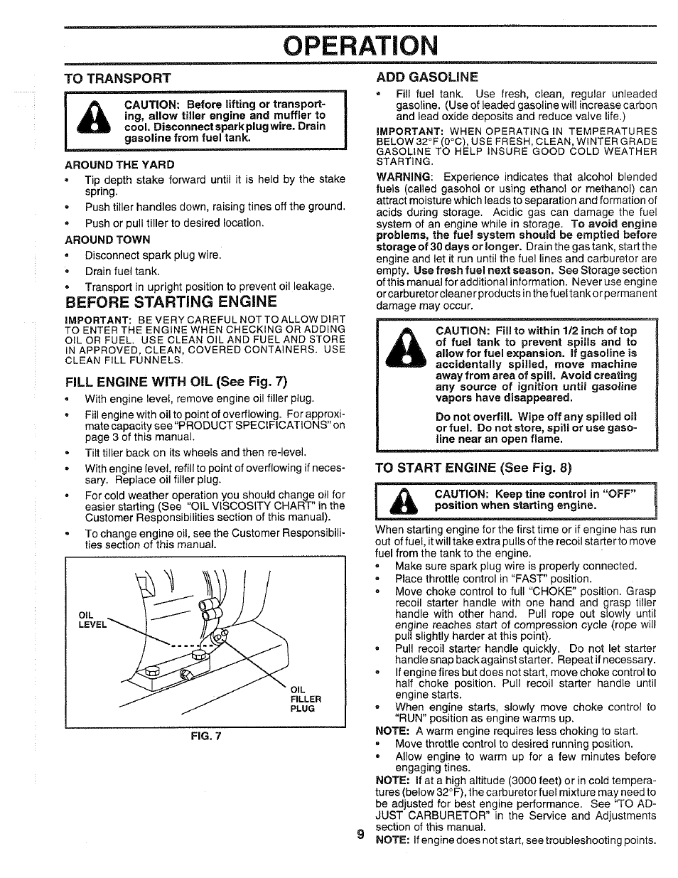 Operation | Poulan 164778 User Manual | Page 9 / 24