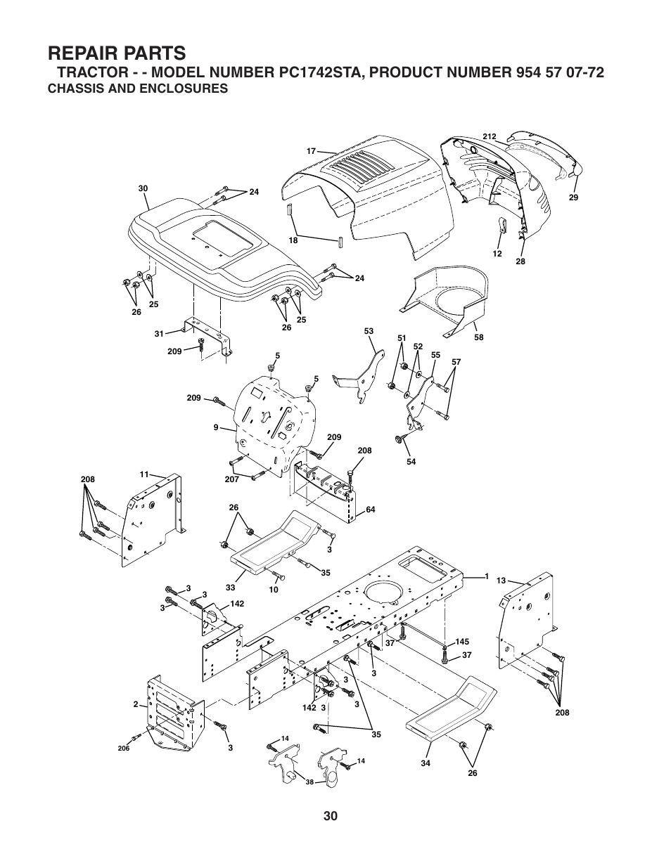 Repair parts, Chassis and enclosures | Poulan 186890 User Manual | Page 30 / 48