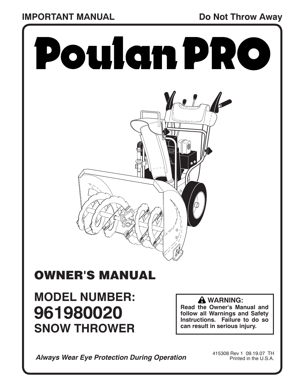 Poulan 961980020 User Manual | 32 pages