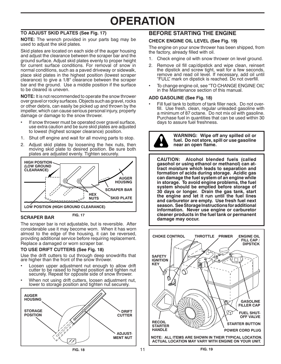 Operation, Before starting the engine | Poulan 961980020 User Manual | Page 11 / 32